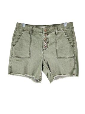 Womens Cato Est. 1946 Green Denim Button Zip Shorts Cotton Blend Stretch Size 8